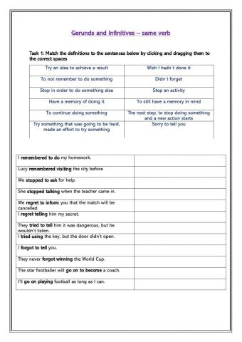 Gerunds and Infinitives- same verb