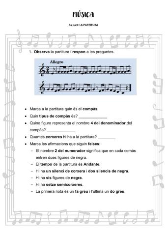 MÚSICA 5è part LA PARTITURA