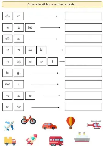 ORDENAR SÍLABAS MEDIOS DE TRANSPORTE