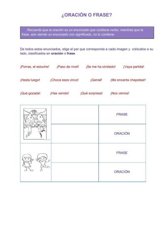 ¿Oración o frase?