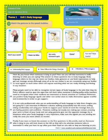 Unit1 Body language sheet 1