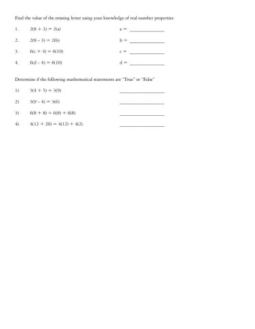 Distributive Property Worksheet