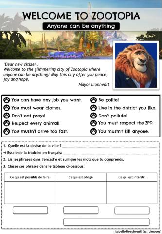 Zootopia rules