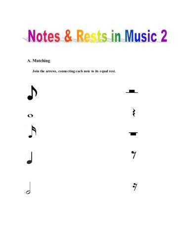 Notes & Rests in Music (Matching)