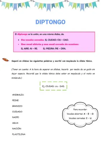 Ficha interactiva- Diptongo