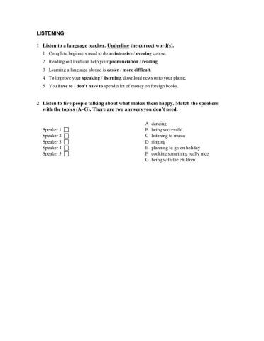 English file pre - listening test 7