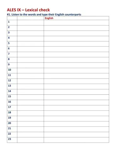 ALES IХ lexical check