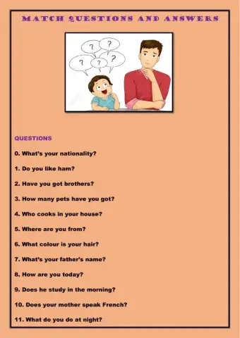 Match the questions and answers