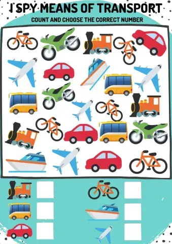 I spy means of transport: count and choose the correct number