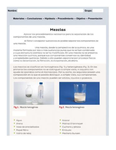 Partes del informe de experimentos