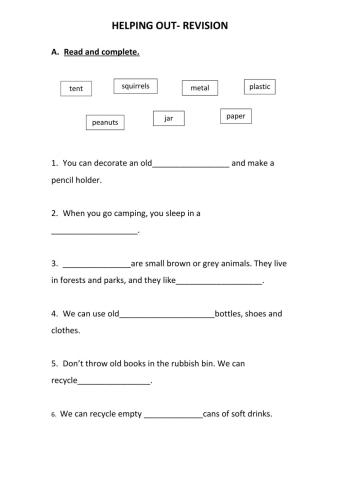 Revision - helping out yr 4