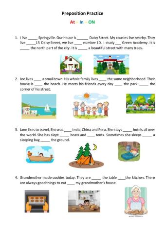 Place Prepositions (at,in,on)