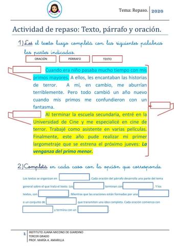 Texto, párrafo y oración