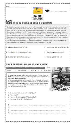 Final exam 3rd jrs reading