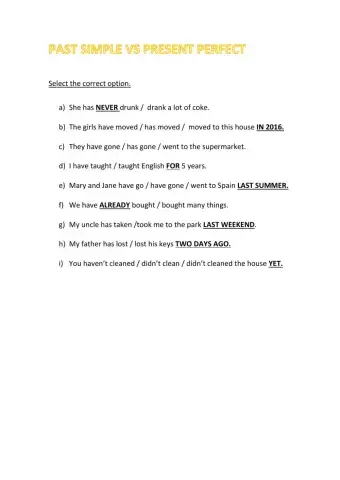 Past Simple vs Present Perfect Simple