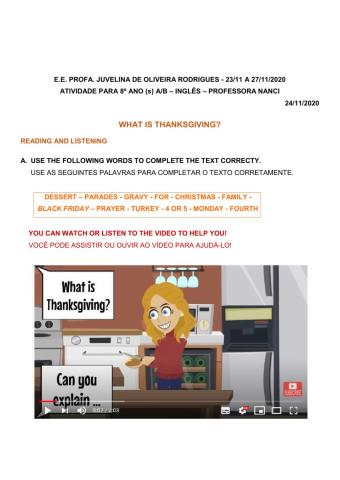WHAT IS THANKSGIVING? Escola Juvelina