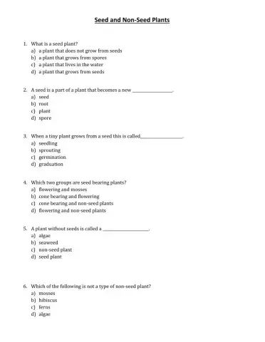 Seed and Non-Seed Plants