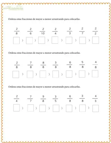 Ordenar fracciones