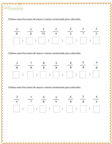 Ordenar fracciones