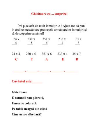 Înmulțirea unui număr din trei cifre cu un număr de o cifră