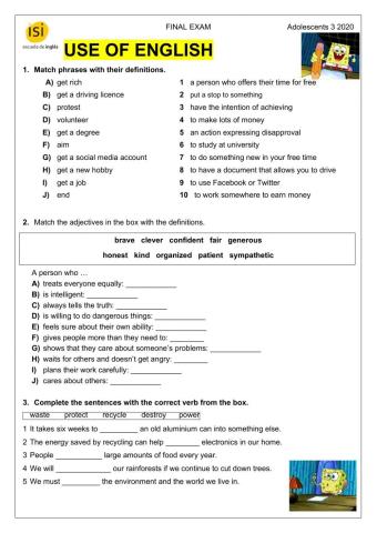 Final Test - Adolescents 3 - Use of English