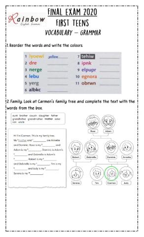 Grammar and Vocabulary 1st Teens