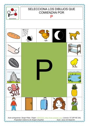 Pincha en los dibujos que comienzan por p