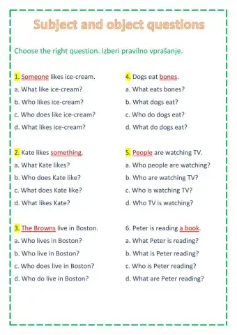 Subject and object questions