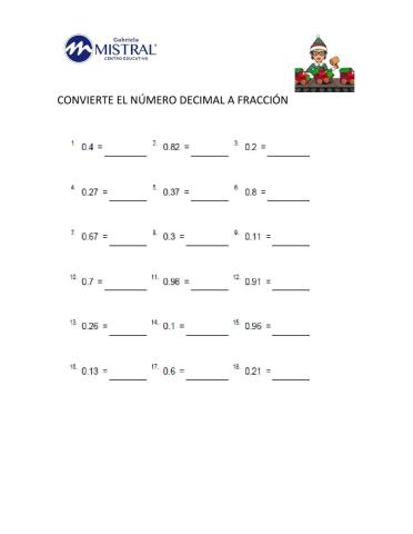 Número decimal a fracción decimal