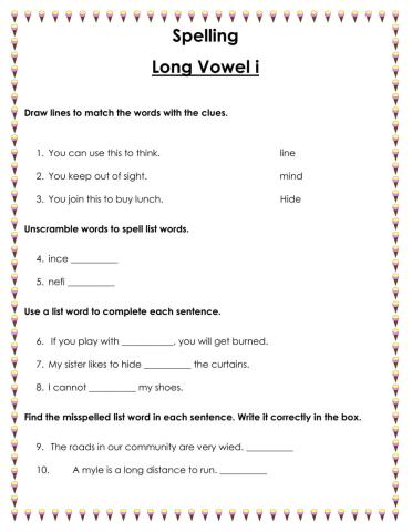 Spelling logg vowel i words