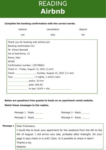 Vacation - Booking an airbnb