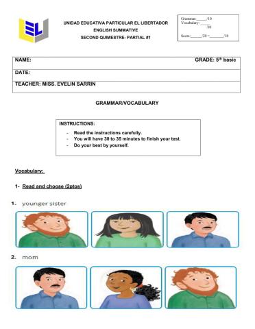 Grammar and vocabulary. 5th basic