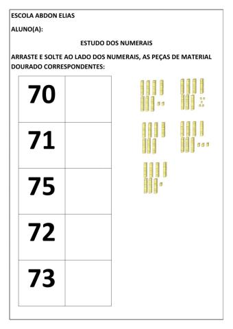Estudo do numeral setenta.