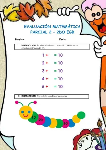 Evaluación Matemática 2do EGB Parcial 2