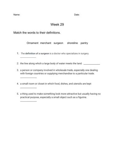 Vocab Grade 4 List 29