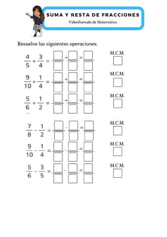 Suma y resta de fracciones