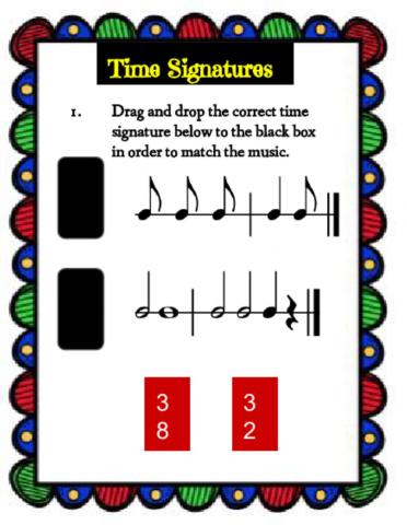 New Time Signatures & Instruments Worksheet