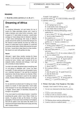 Mock Final Exam Intermediate