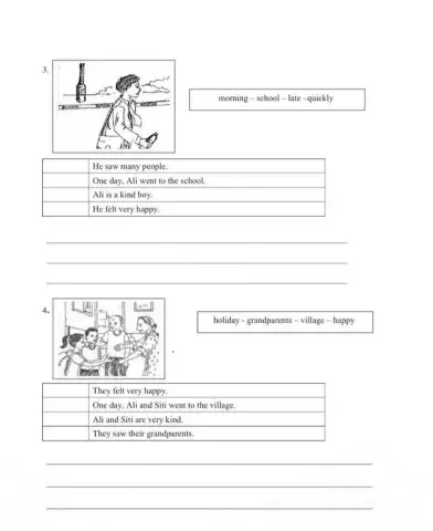 Write simple sentences in a parapraph