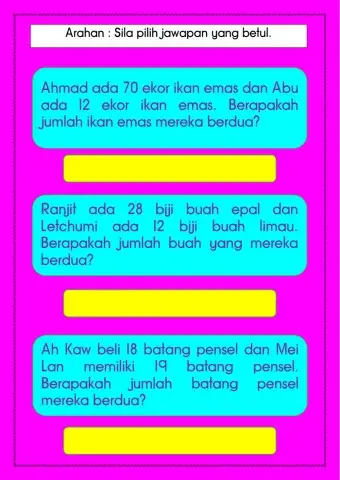 Penyelesaian Masalah Tambah dalam Lingkungan 100