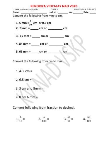 Tenths and hundredths