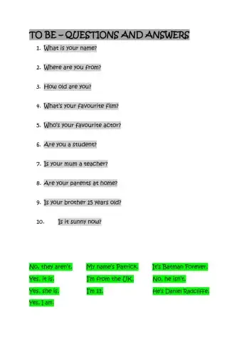 To be - questions and answers