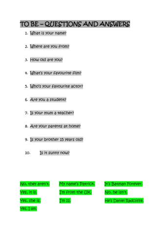 To be - questions and answers