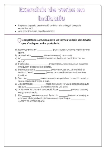 Exercicis verbs indicatiu (valencià)