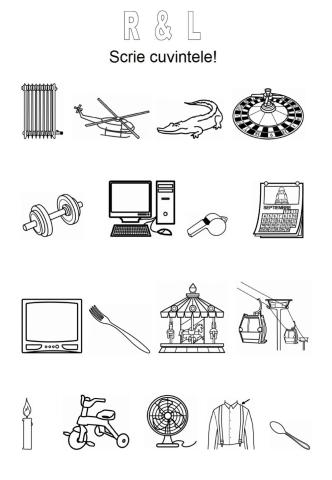 Scriu cuvinte cu L și R