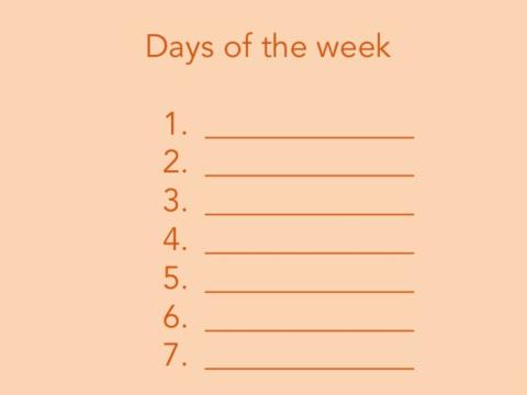 Days of the week Writing
