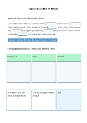 Paprastieji žodžiai ir dariniai.