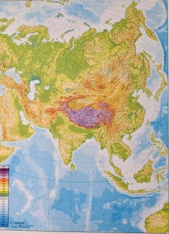 Mapa físico de asia
