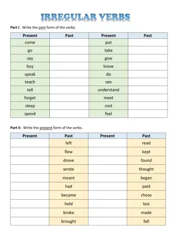 Irregular Verbs