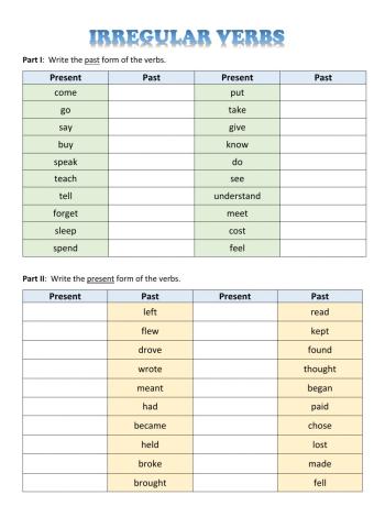 Irregular Verbs